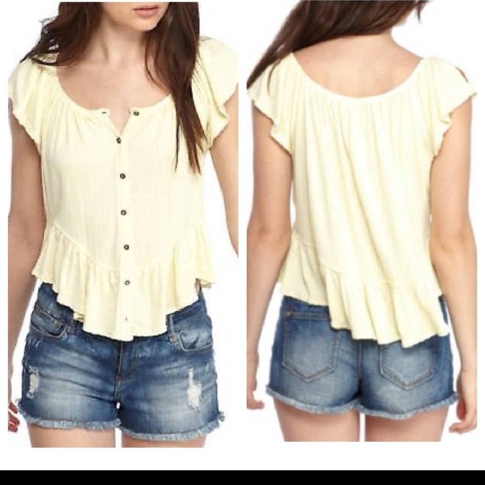 We the Free People Mint Julep yellow tee top